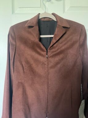 Women's Brown Suede-Look Zip Jacket